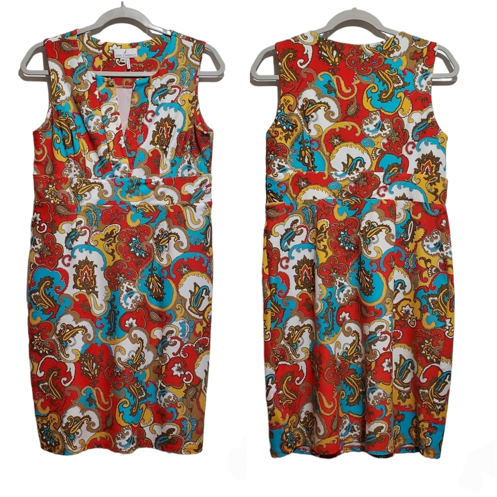 Jude Connally Retro-style Paisley Print Sleeveless Dress Size M